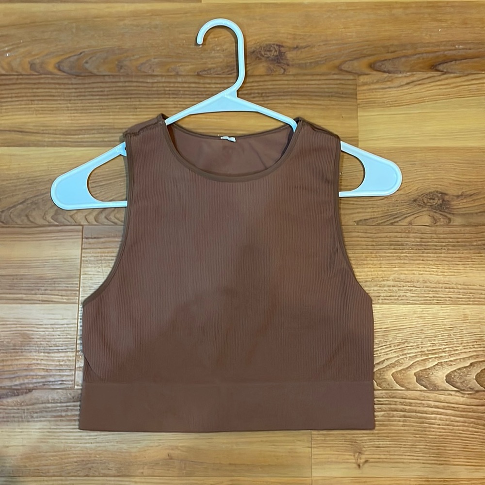 Ribbed Brown Work out Top